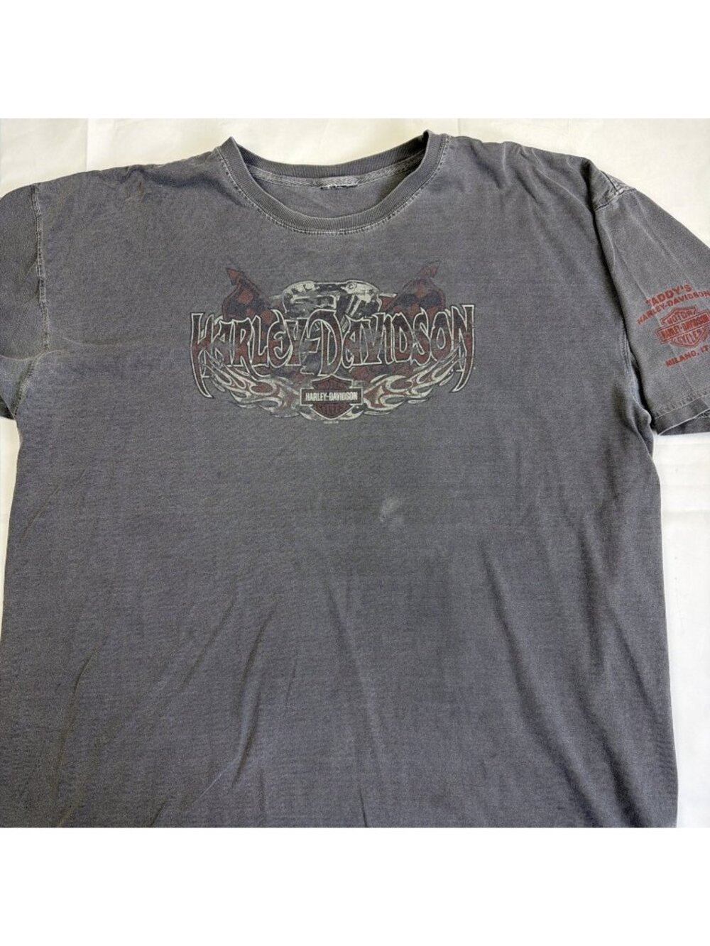 VTG 2003 Taddy's Harley Davidson Milano Italia Grey Short Sleeve T-shirt XL